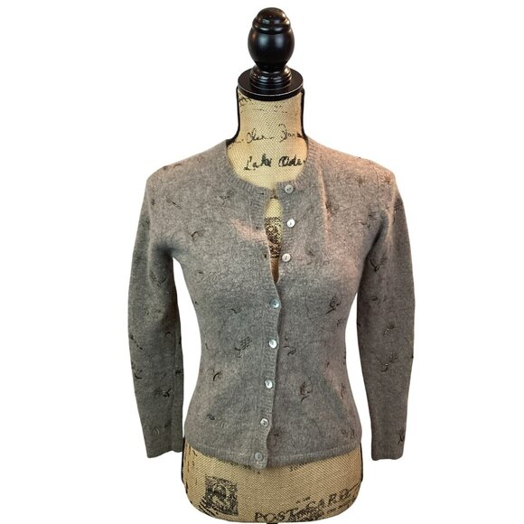 Classiques Entier Sweater Set Lambswool Knit Tank Top & Cardigan Womens XS Tan - Picture 3 of 16